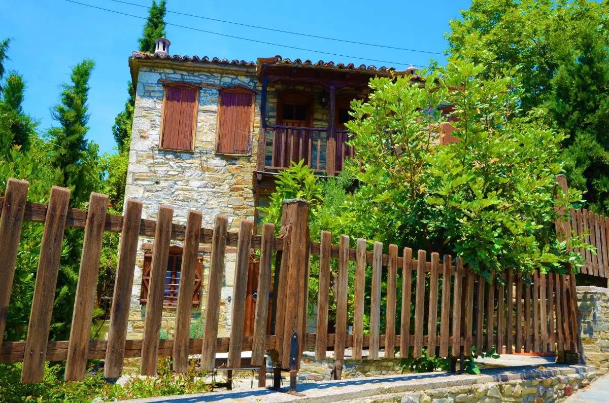 Scenic view of Old Nikiti village in Halkidiki, Greece