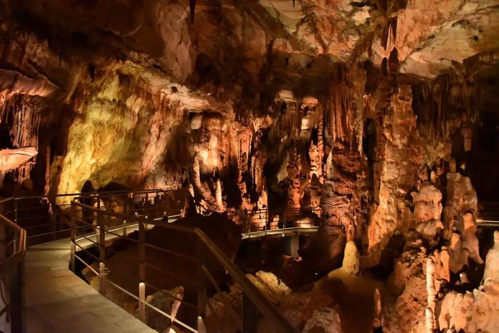 Stalactite formations inside Petralona Cave, Halkidiki