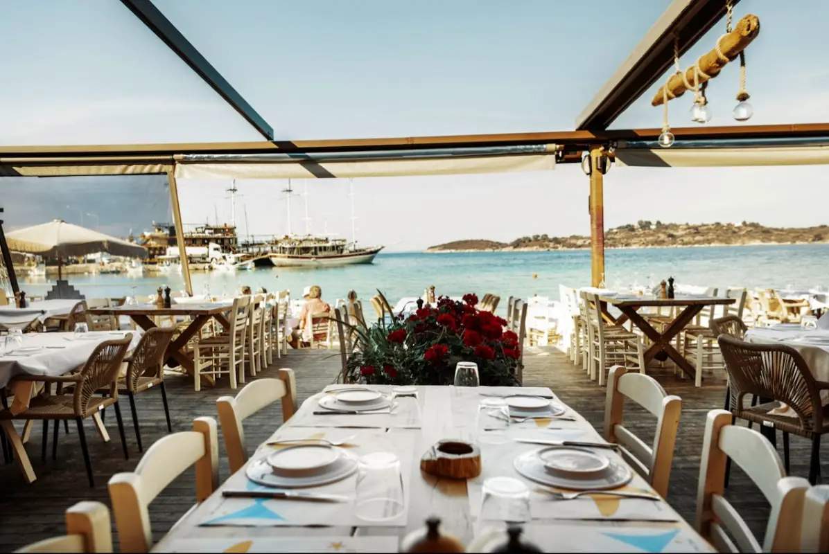 A beautiful view of a restaurant in Ormos Panagias, Halkidiki